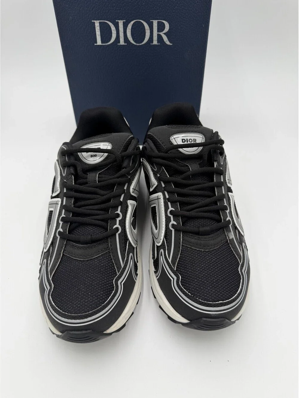 Dior B30 Black Silver White Sneakers Mens Size 9/42